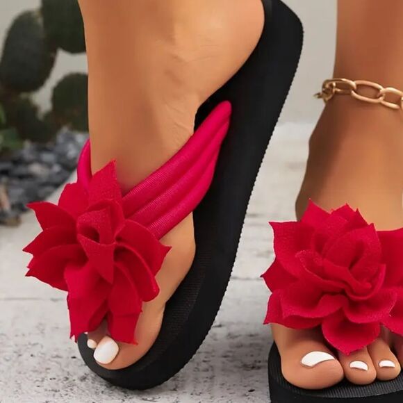 Women's Red Floral Sandals - Picture 6 of 6